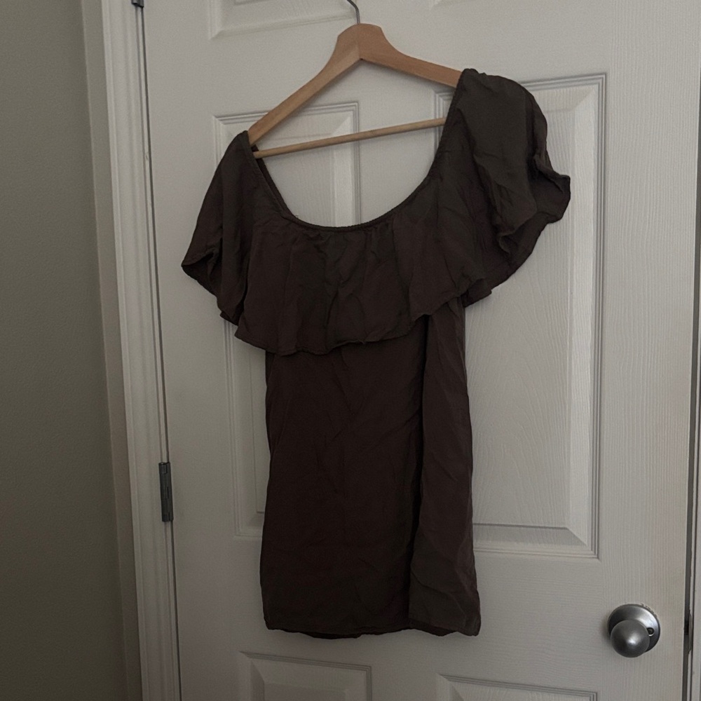 Olive Green Off-Shoulder Dress